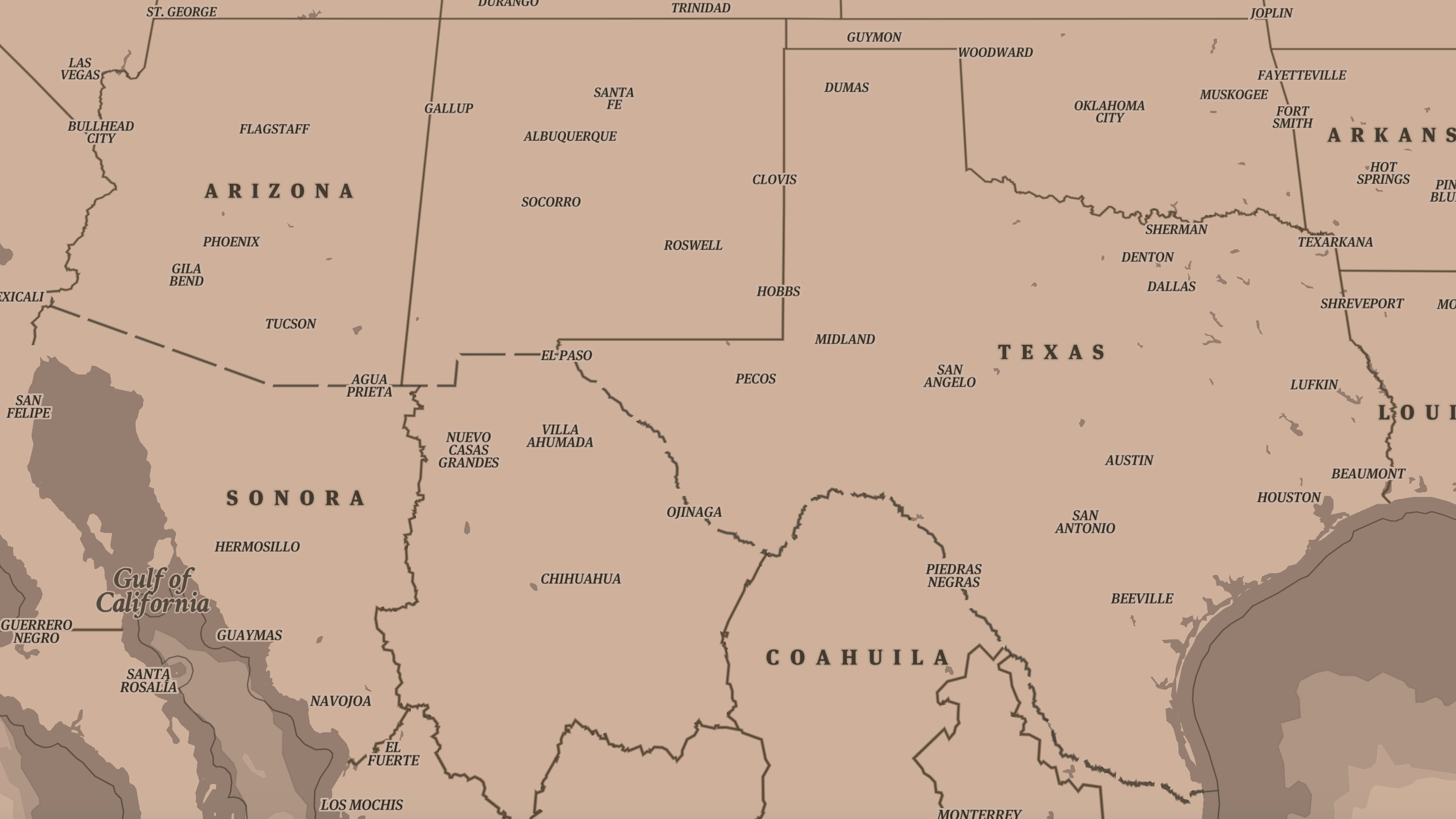 Map of Southwestern US