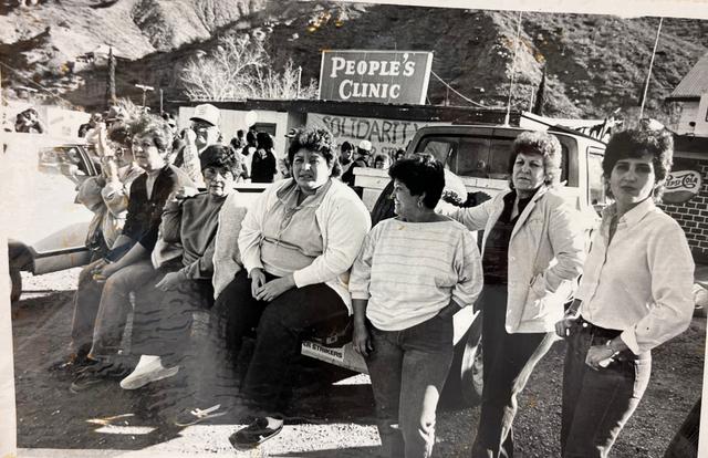 O’Leary and other women in front of the People’s Clinic in Clifton.