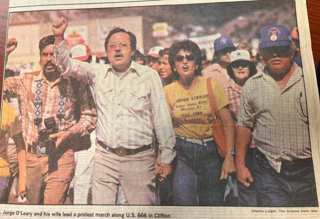 Anna and Jorge O’Leary leading a protest. Photo from Arizona Daily Star.