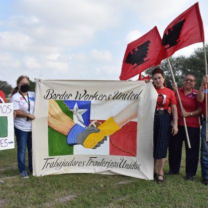 Núñez at a Border Workers United rally.