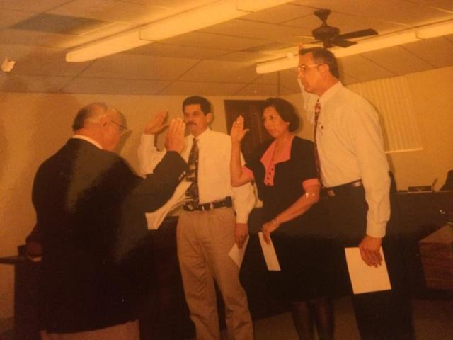 Casas in sworn in as a La Feria School Trustee in 1994.