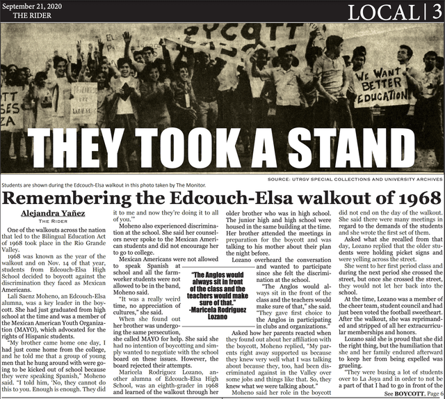 Lali Moheno and others remembered for 1968 Edcouch-Elsa walkout.