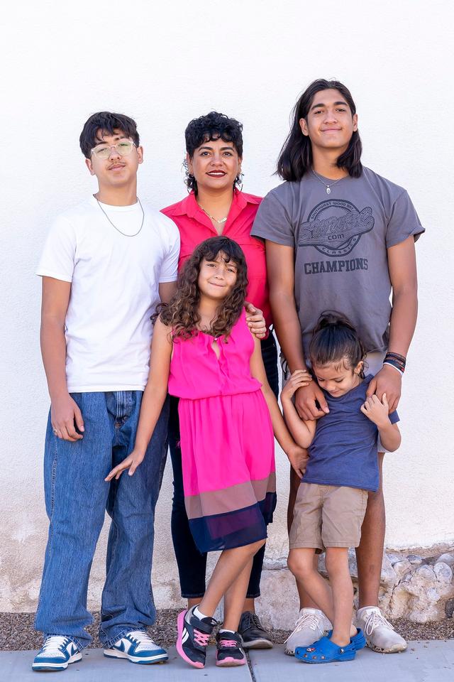 Lane Santa Cruz with her children.