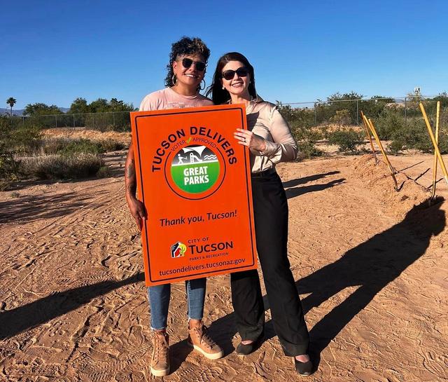 Lane Santa Cruz with Tucson Mayor Regina Romero.