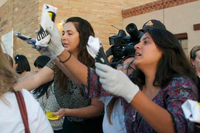 Dent taking part in “burrito action” during the fight for TUSD Ethnic Ethnic Studies.