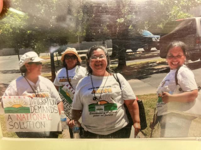 Casas at an immigration rally with fellow ARISE members.