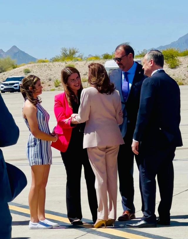 Vice President Kamala Harris is greeted by Mayor Romero in her visit to Arizona in April of 2024.