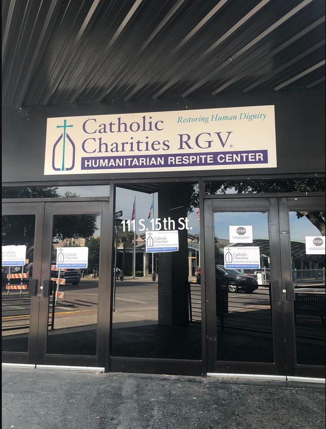 Facade of the Humanitarian Respite Center in McAllen, Texas.